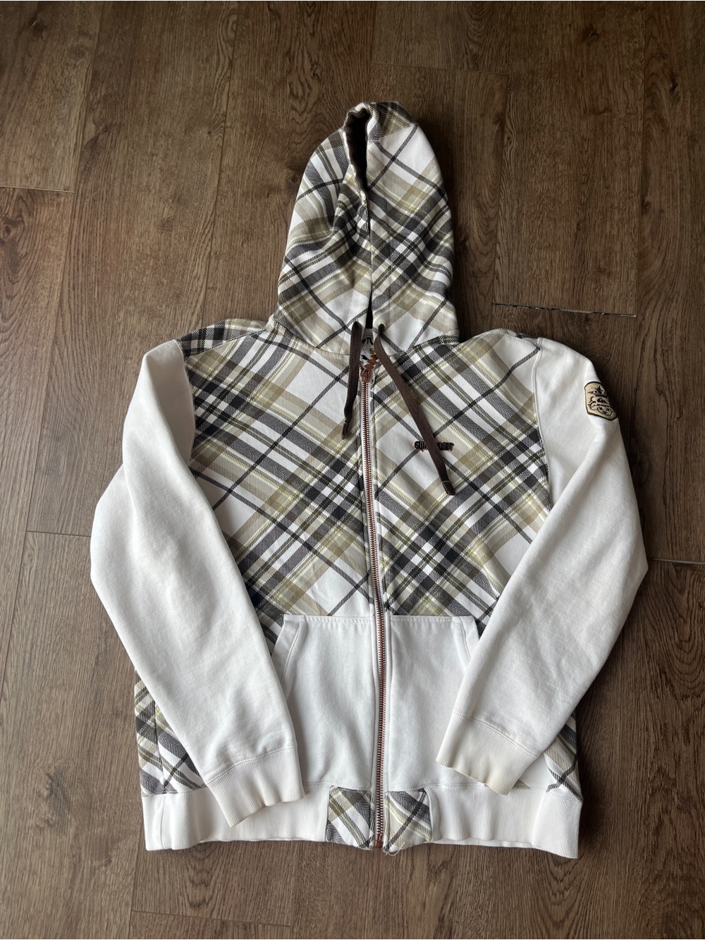EUC Vintage Quicksilver Plaid Skater/Surfer Zip Up Hoodie Size XXL
